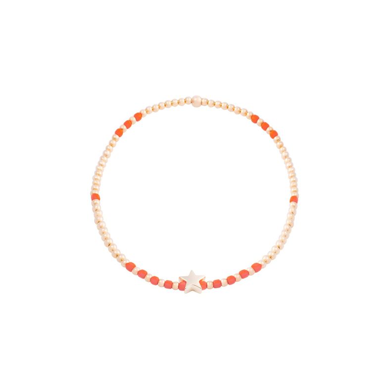 Pulsera de Plata Esterlina 925 Estrella naranja Bañado en Oro 14kt-0