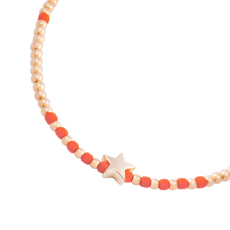 Pulsera de Plata Esterlina 925 Estrella naranja Bañado en Oro 14kt-1