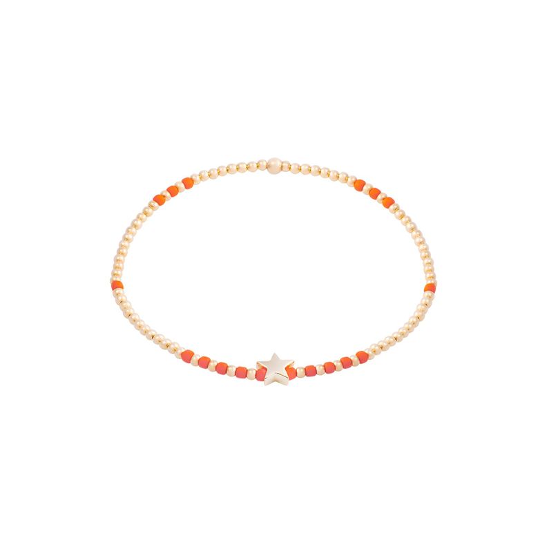 Pulsera de Plata Esterlina 925 Estrella naranja Bañado en Oro 14kt-2