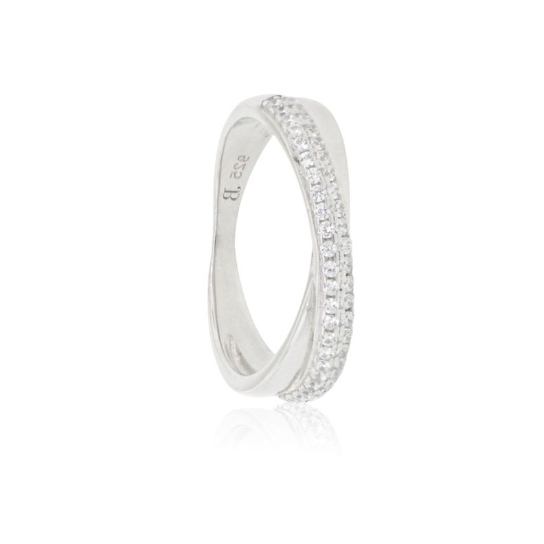 Anillo de Plata Esterlina 925 Entrelazado Circonitas-2