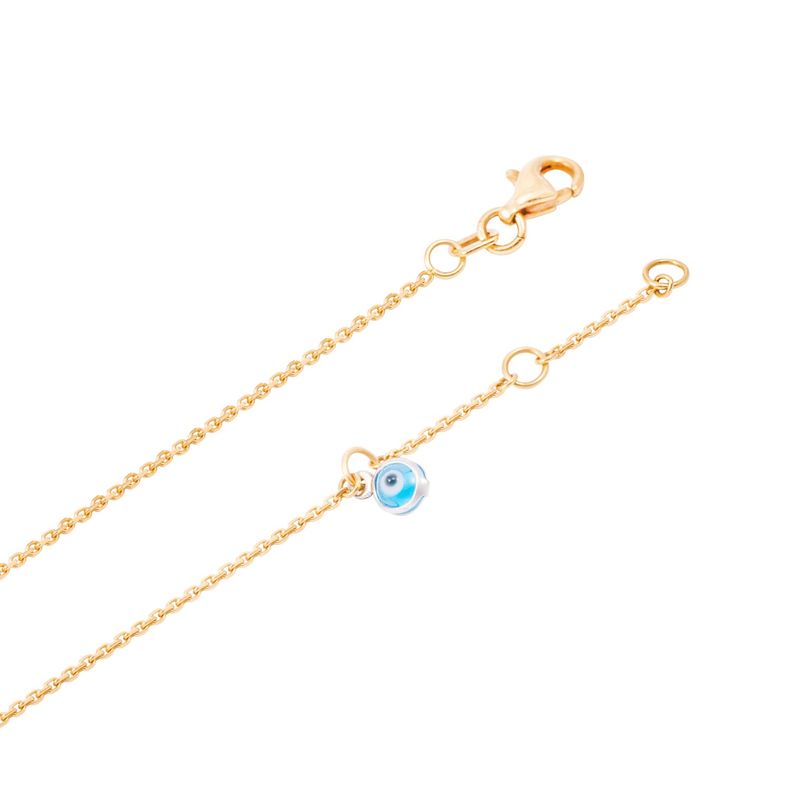 Pulsera de Oro Amarillo 18kt Flor y Ojo Turco con Diamante 5Pts-2