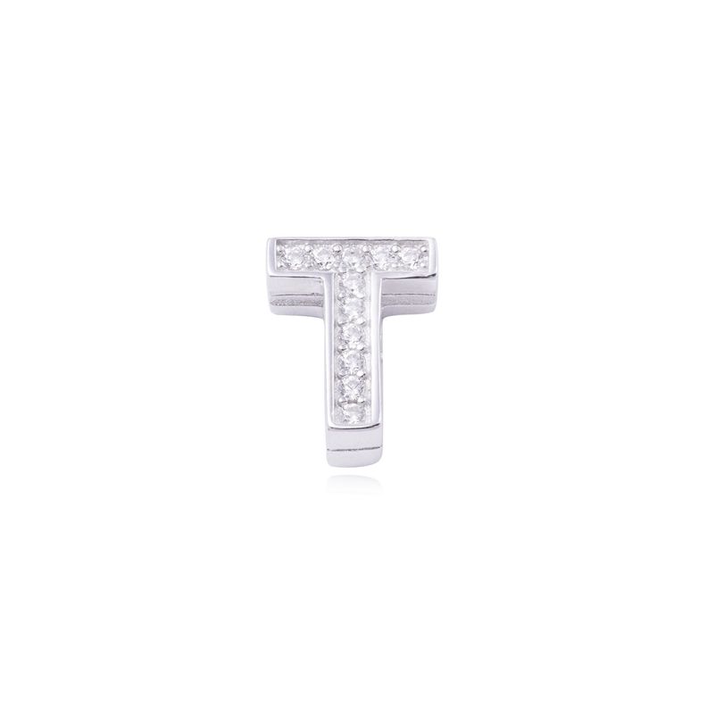 Dije de Plata broche Letra T con Circonita-0