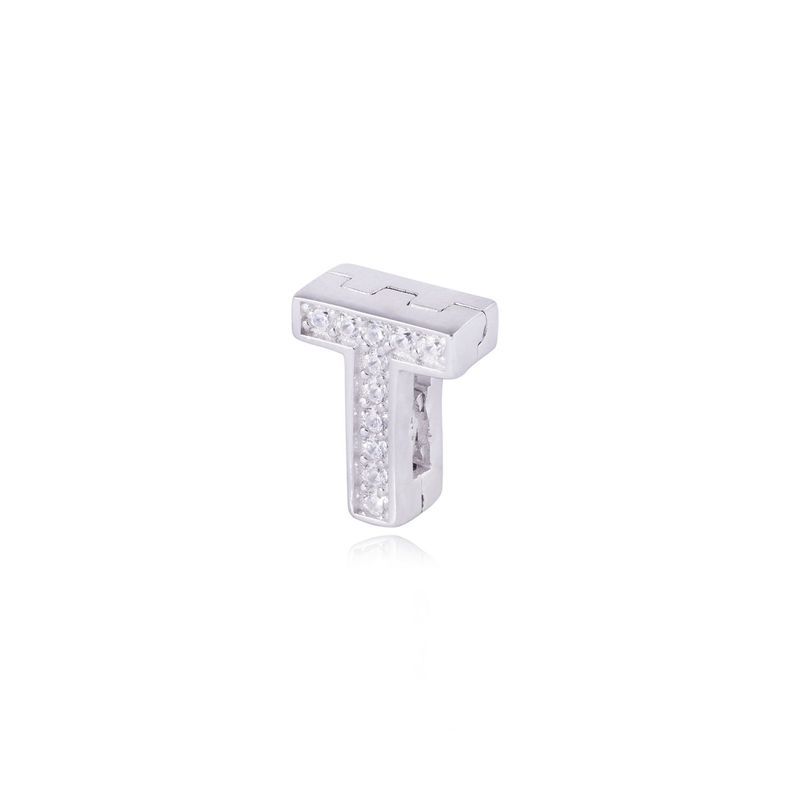 Dije de Plata broche Letra T con Circonita-1