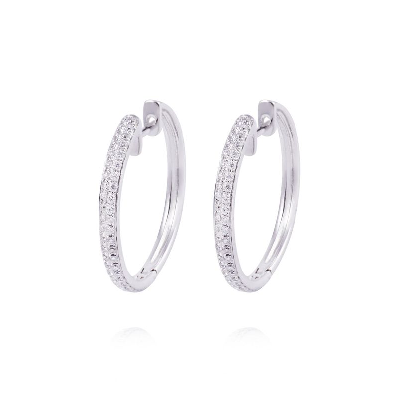 Aros de Oro 18 kt Argollas blancas 38 puntos de diamante-0