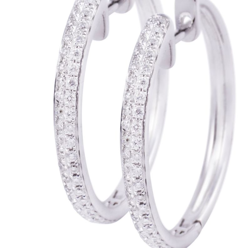 Aros de Oro 18 kt Argollas blancas 38 puntos de diamante-1
