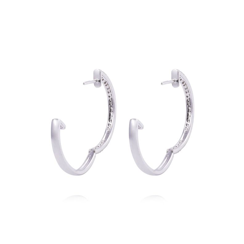 Aros de Oro 18 kt Argollas blancas 38 puntos de diamante-2