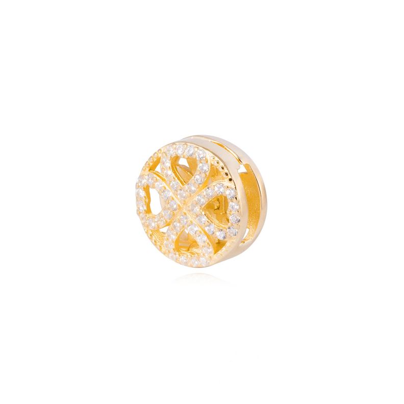 Dije de Plata broche Trébol con Circonita Revestido en Oro 18kt-1