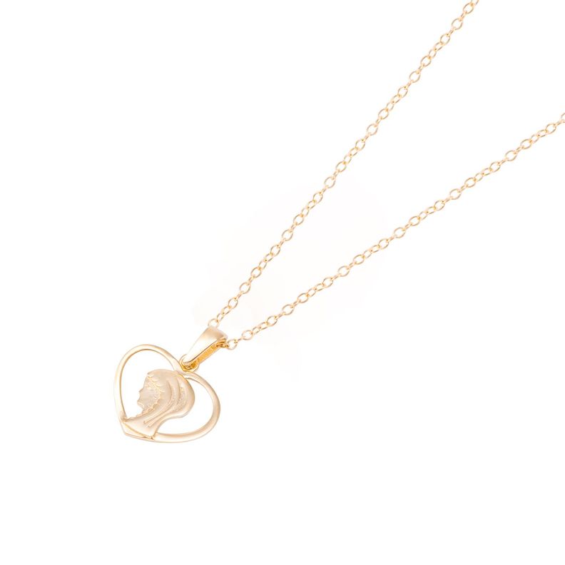 Collar de Oro de 18kt Virgen corazon-0