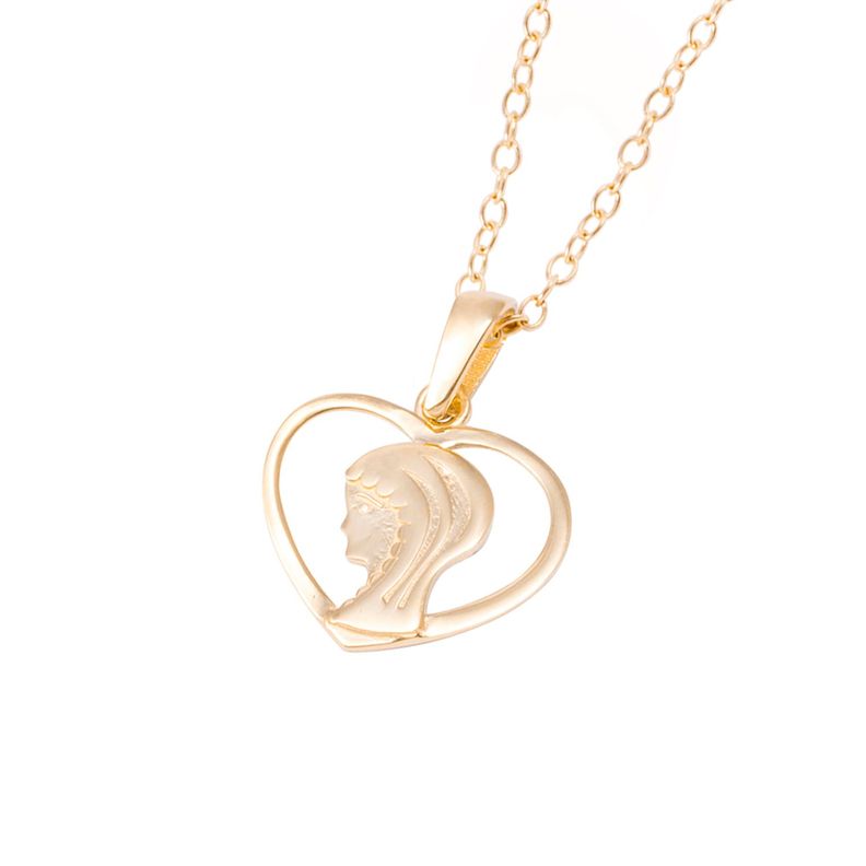 Collar de Oro de 18kt Virgen corazon-1