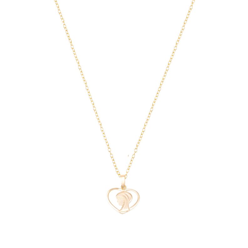 Collar de Oro de 18kt Virgen corazon-2