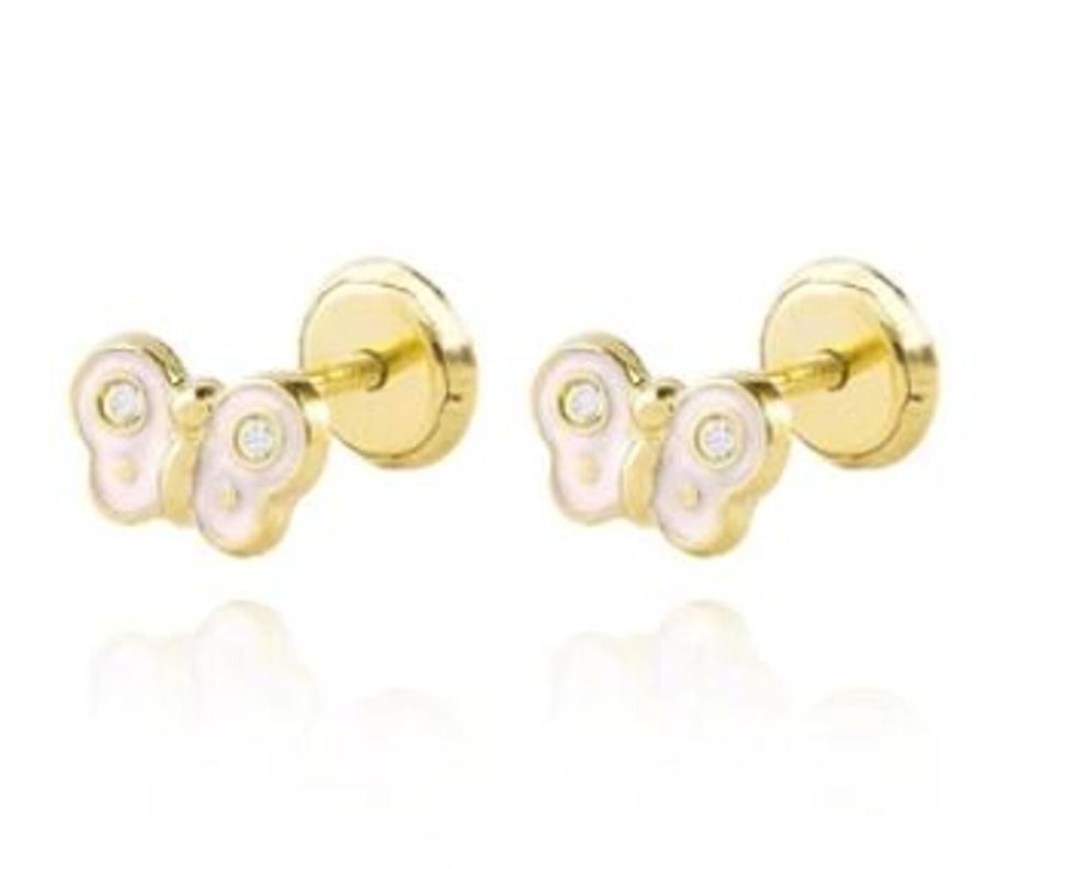 Aros de Oro 18kt Mariposa Circón nacar-1