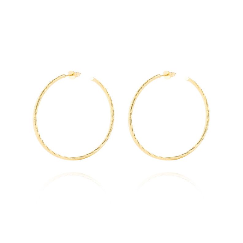 Aros de Plata Esterlina 925 Argollas  45mm Revestido en Oro 18kt-1