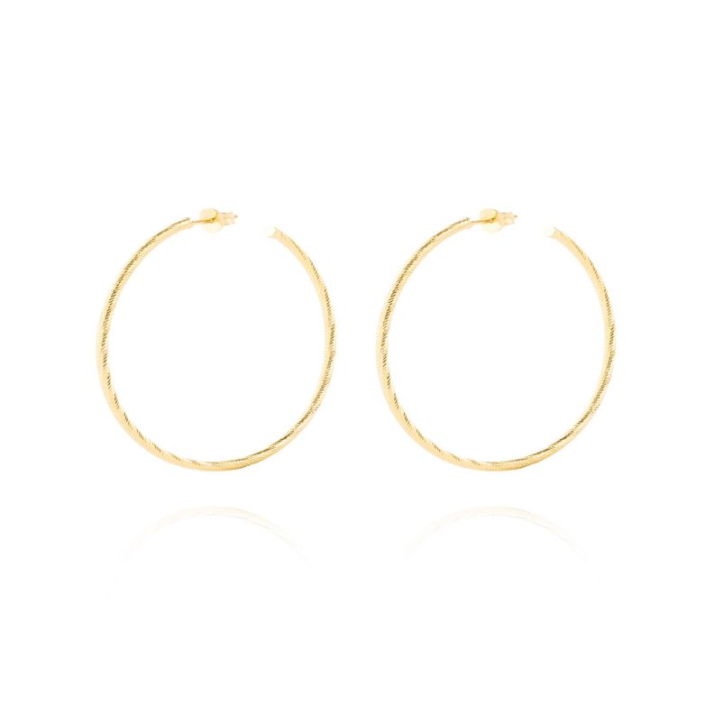 Aros de Plata Esterlina 925 Argollas  45mm Revestido en Oro 18kt-0