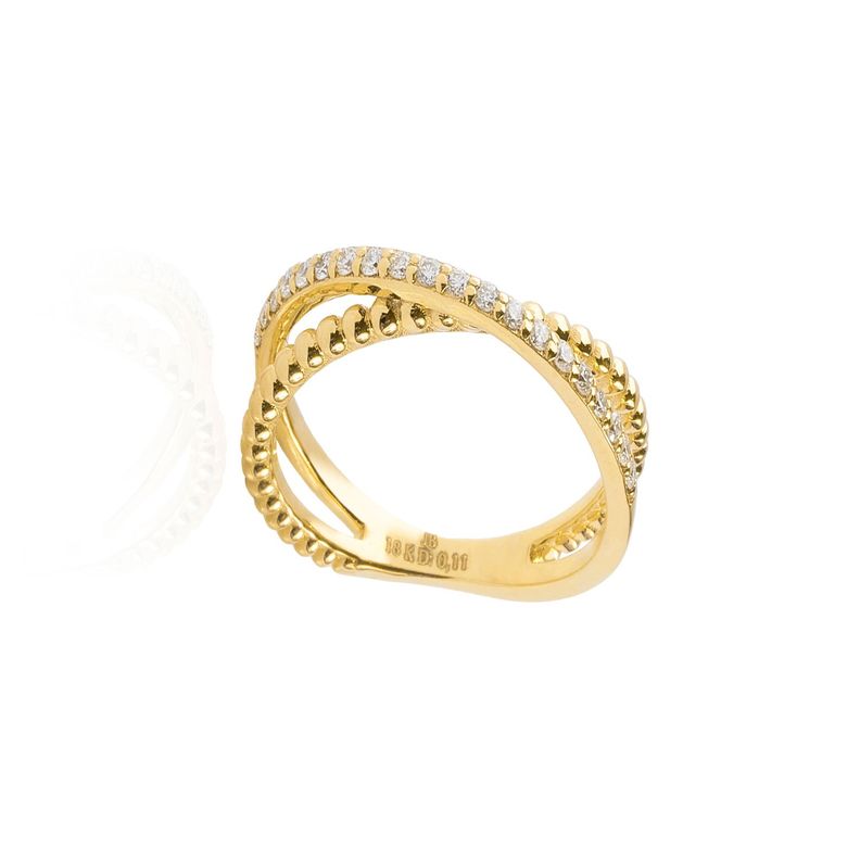 Anillo Oro Amarillo 18kt Diamantes de 11 Pts Corte Brillante-1