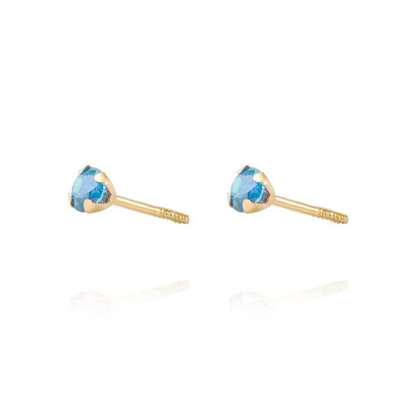 Aros de Oro 18kt Piedra de Agua Marina 3mm-1