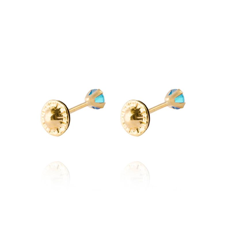 Aros de Oro 18kt Piedra de Agua Marina 3mm-2