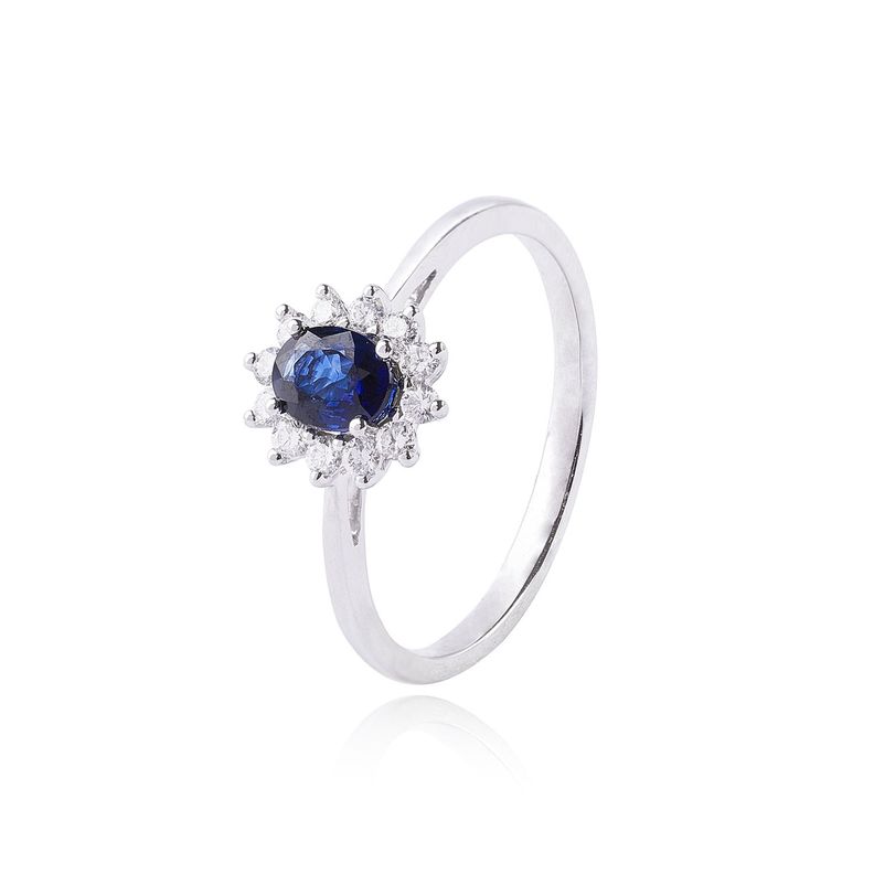 Anillo Oro Blanco 18kt Diamantes 17Pts y 39Pts Zafiro Lady-0