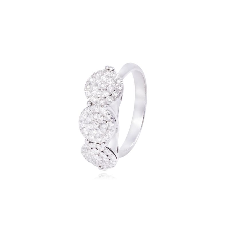 Anillo Compromiso Oro Blanco 18kt Tres Círculos Diamantes 1,02Qlts-0