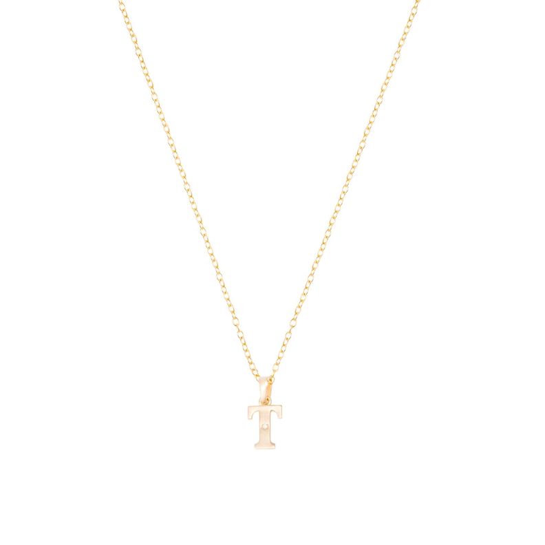Collar de Oro de 18kt Circonitas letra T-2