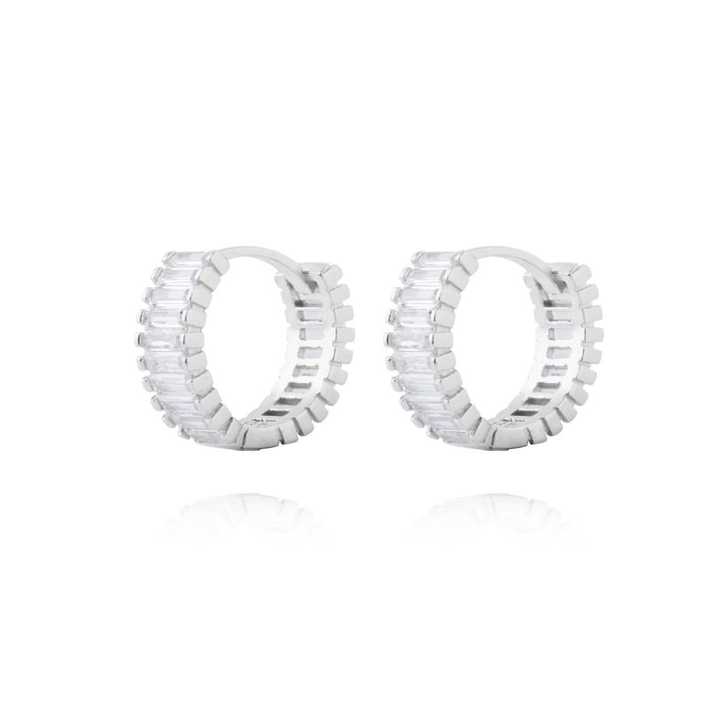 Aros de Plata Esterlina 925 Argollas Riel en Circon-0