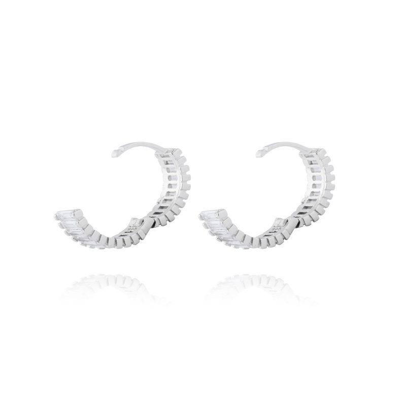 Aros de Plata Esterlina 925 Argollas Riel en Circon-1