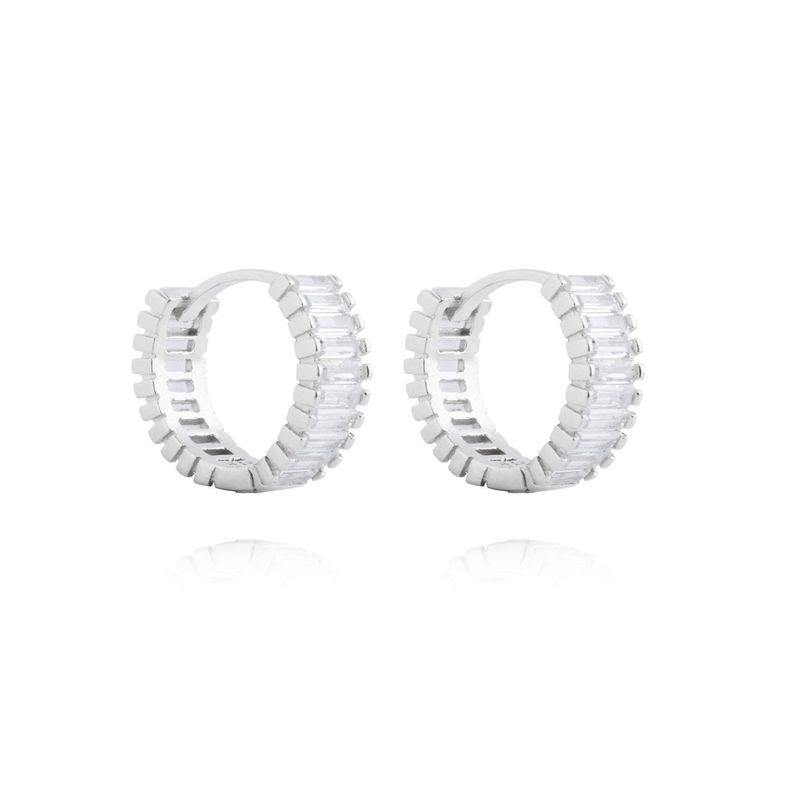 Aros de Plata Esterlina 925 Argollas Riel en Circon-2