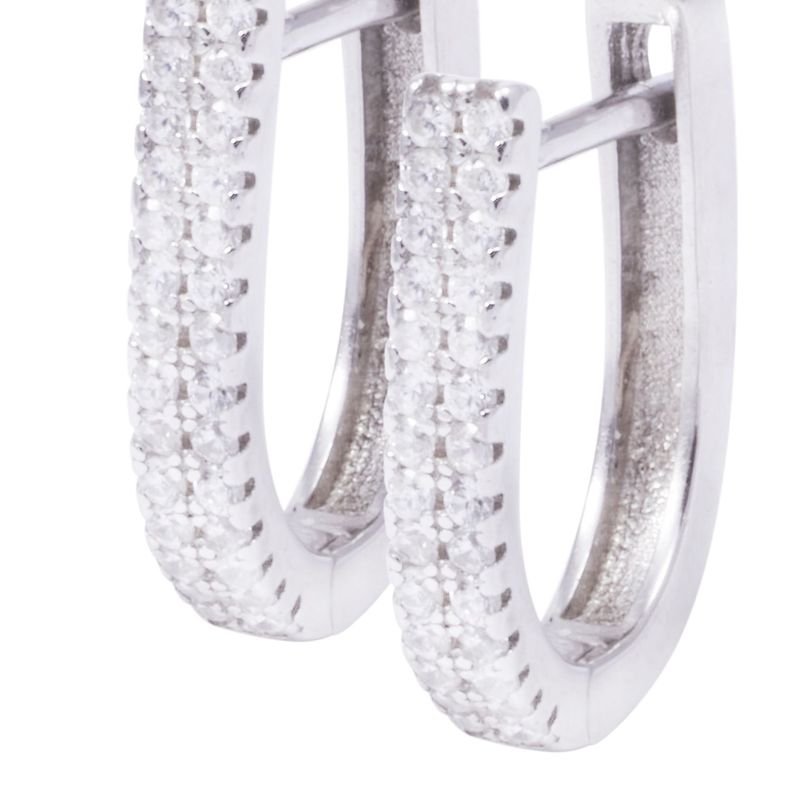Aros Plata Esterlina 925 Argollas Doble Riel de Circonitas-1