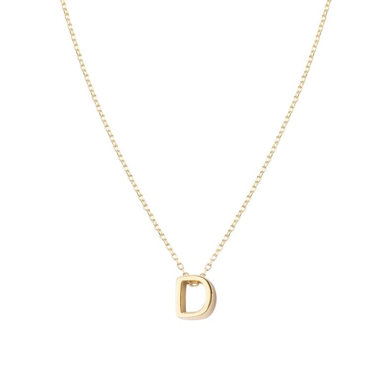 Collar de Plata Esterlina 925 Letra D Revestido en Oro 18kt-0
