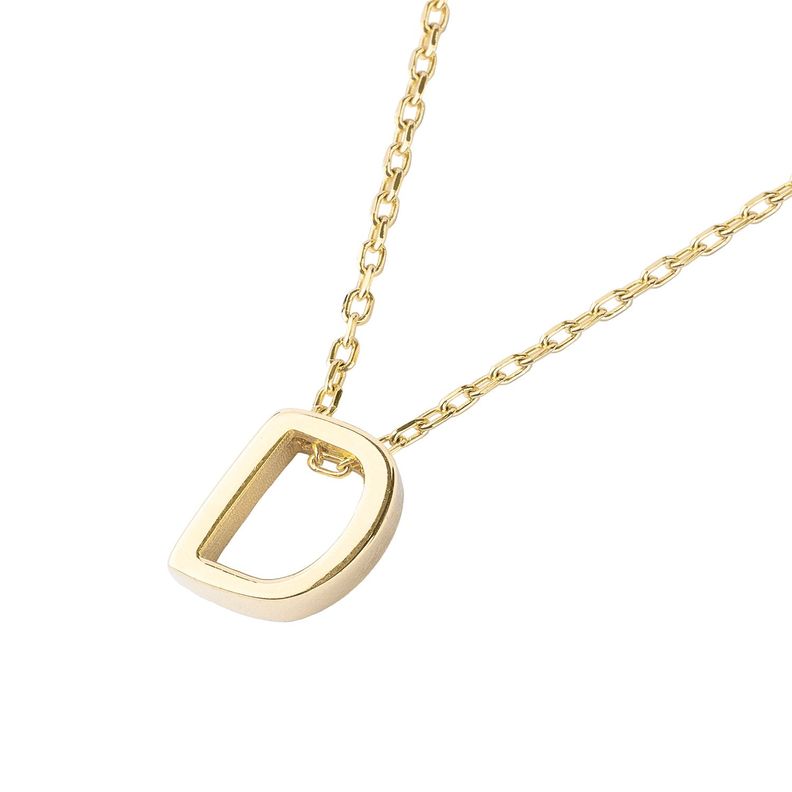 Collar de Plata Esterlina 925 Letra D Revestido en Oro 18kt-1