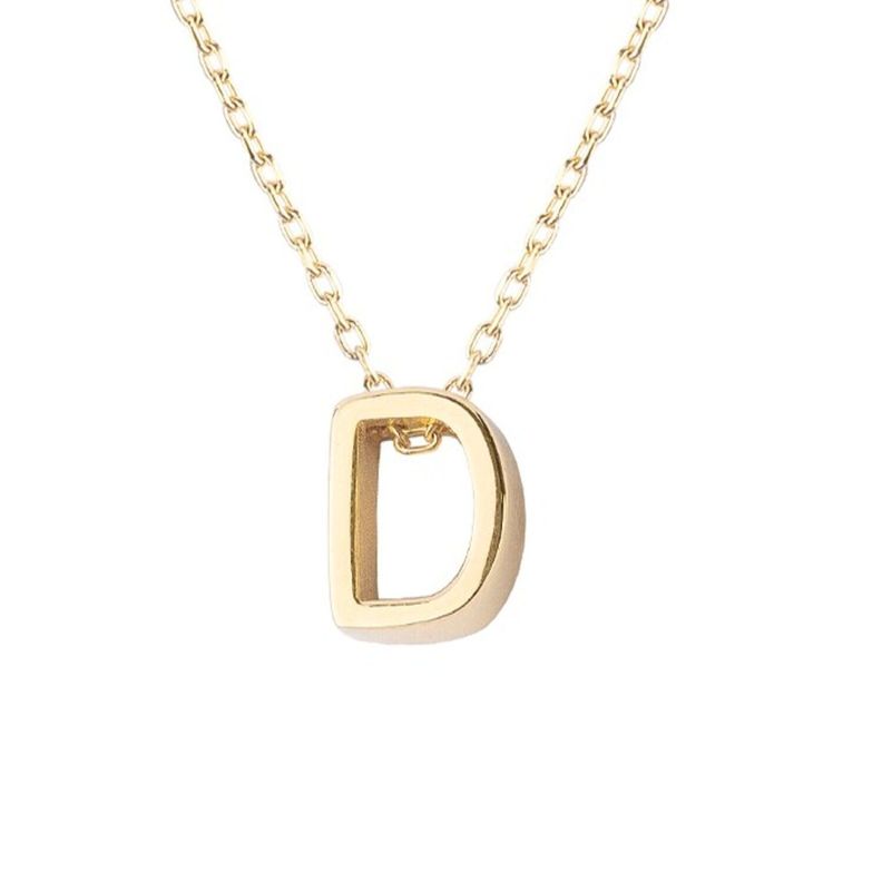 Collar de Plata Esterlina 925 Letra D Revestido en Oro 18kt-2
