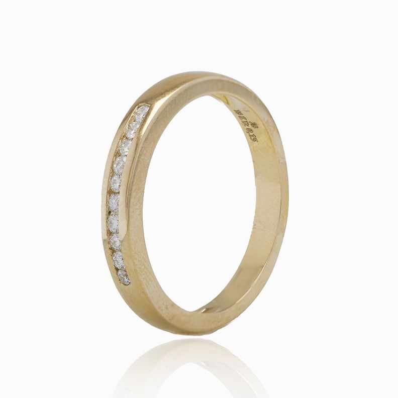 Anillo Oro Amarillo 18kt Diamantes 15 Pts Riel-0