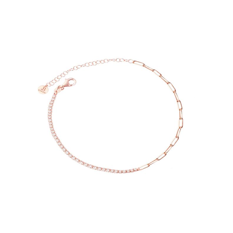 Pulsera Plata Esterlina 925 Medio Riel Rose Revestido-0