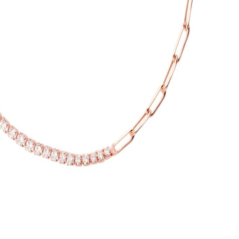 Pulsera Plata Esterlina 925 Medio Riel Rose Revestido-2