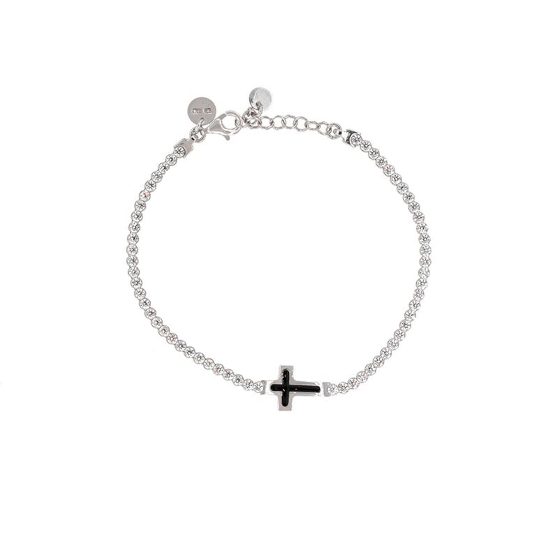 Pulsera de Plata Esterlina 925 Cruz Esmaltada Circon-0