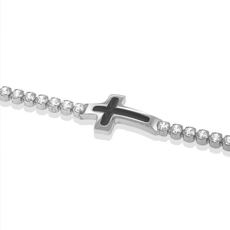 Pulsera de Plata Esterlina 925 Cruz Esmaltada Circon-1