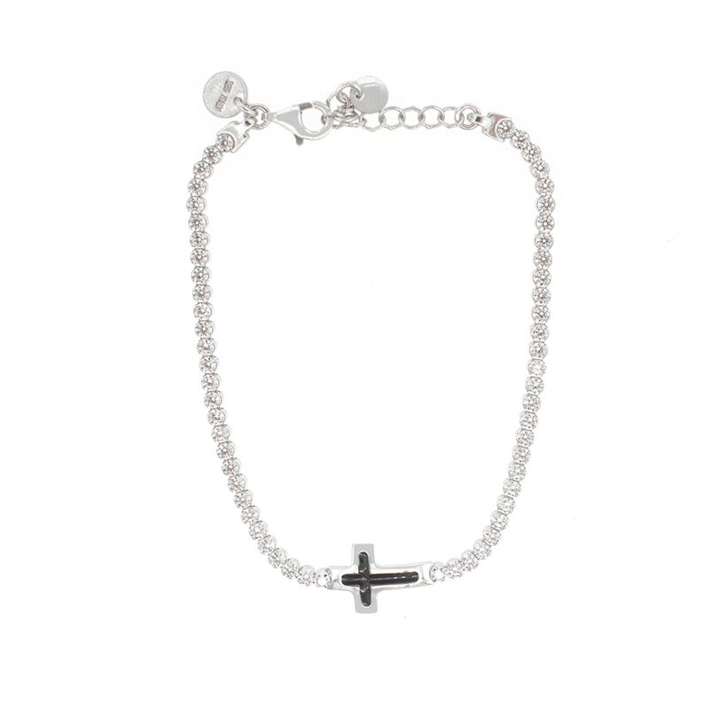Pulsera de Plata Esterlina 925 Cruz Esmaltada Circon-2