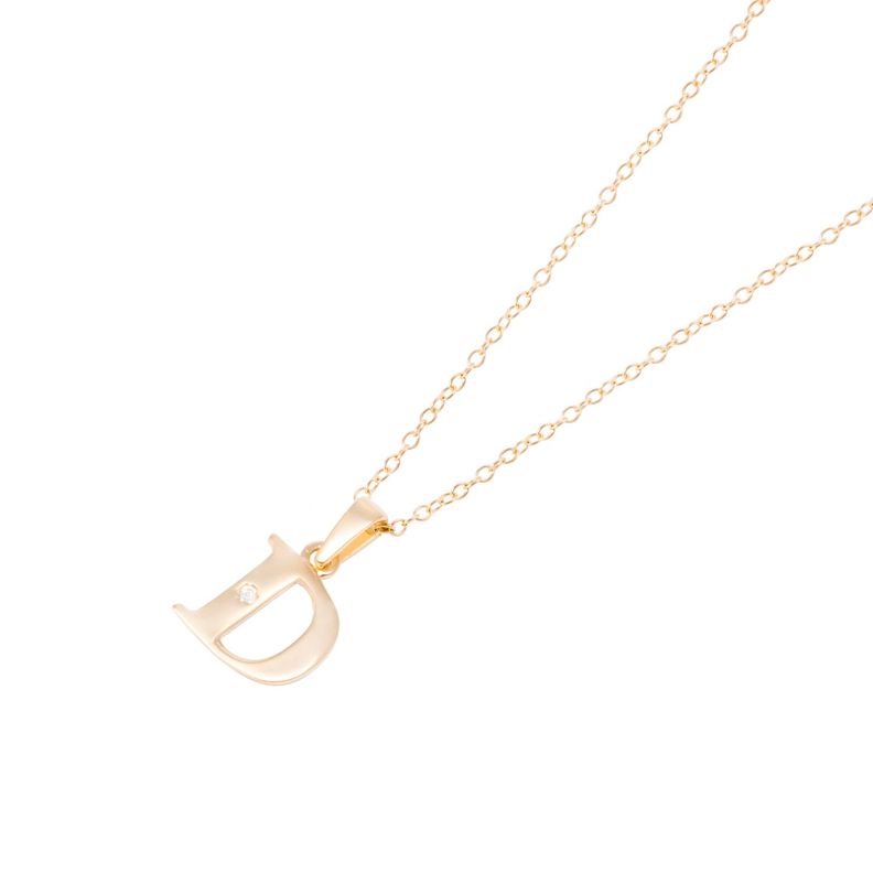 Collar de Oro de 18kt Circonitas letra D-0