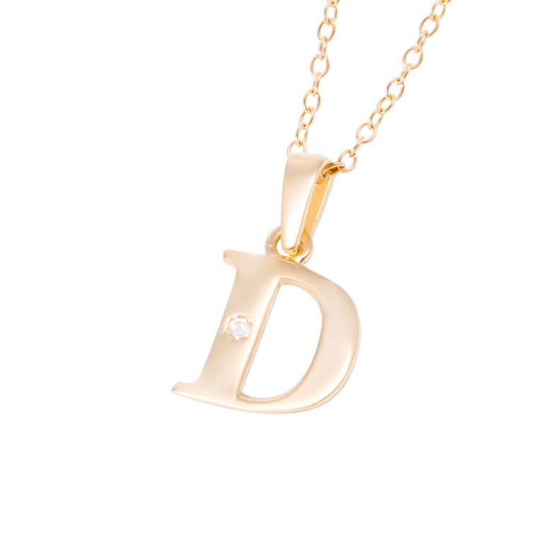 Collar de Oro de 18kt Circonitas letra D-1