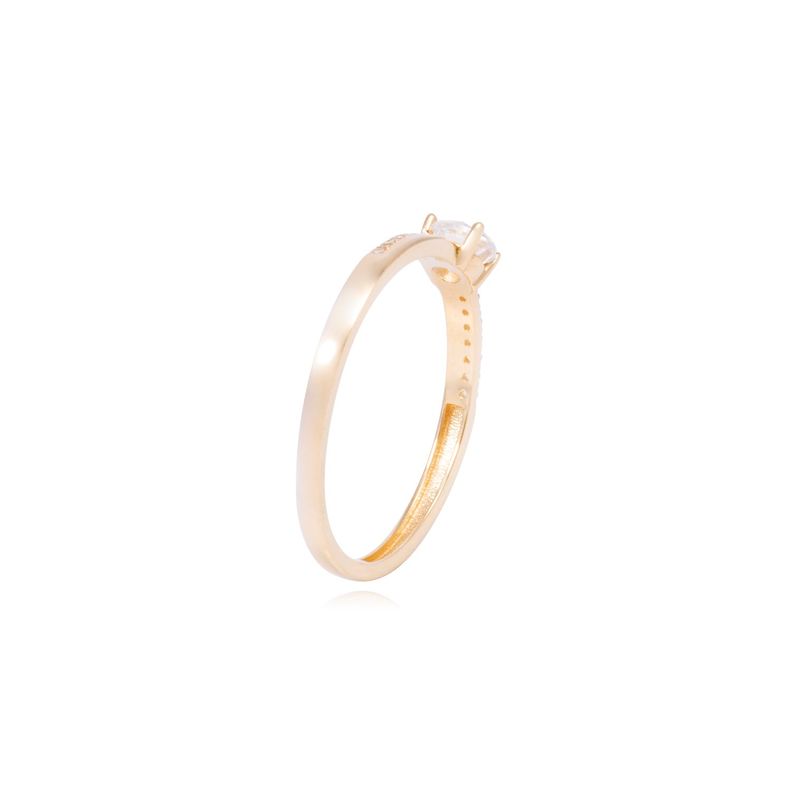 Anillo Oro Amarillo 18kt Solitario y Cintillo Intercalado-2