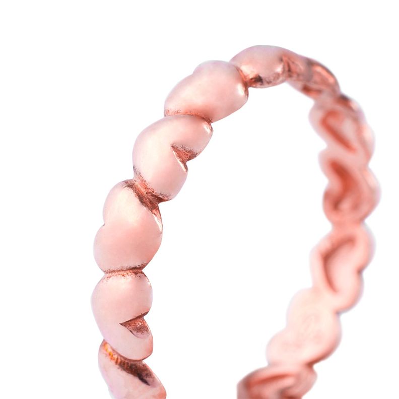 Anillo de Plata Esterlina 925 Corazones Rose-2