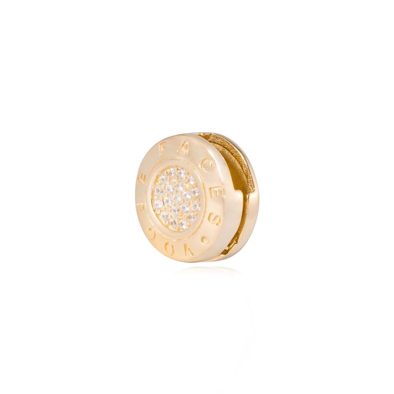 Dije de Plata broche Botón con Circonita Revestido en Oro 18kt-1