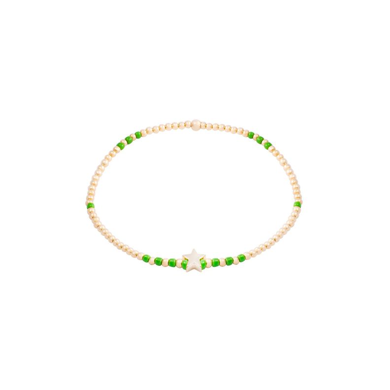 Pulsera de Plata Esterlina 925 Estrella verde Bañado en Oro 14kt-0