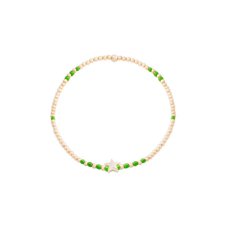 Pulsera de Plata Esterlina 925 Estrella verde Bañado en Oro 14kt-2