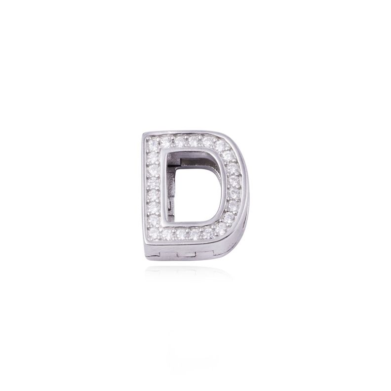 Dije de Plata broche Letra D con Circonita-0