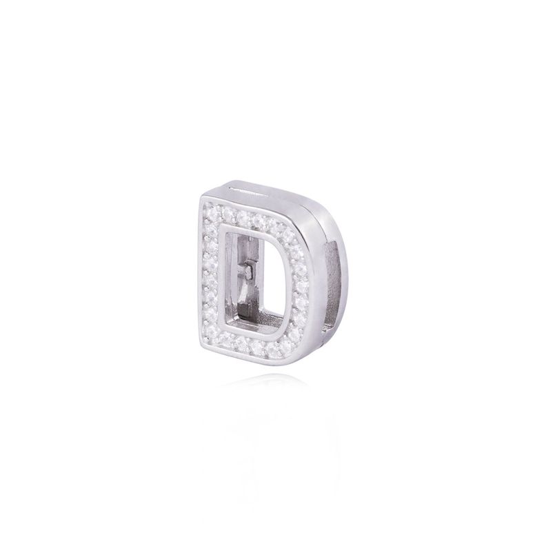 Dije de Plata broche Letra D con Circonita-1