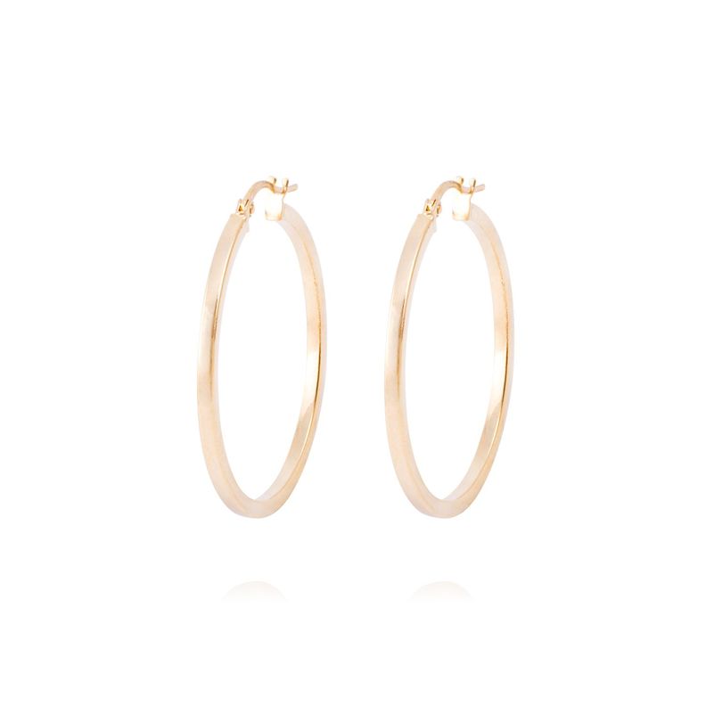 Aros de Plata Esterlina 925 Argollas 30mm Revestido en Oro 18kt-0