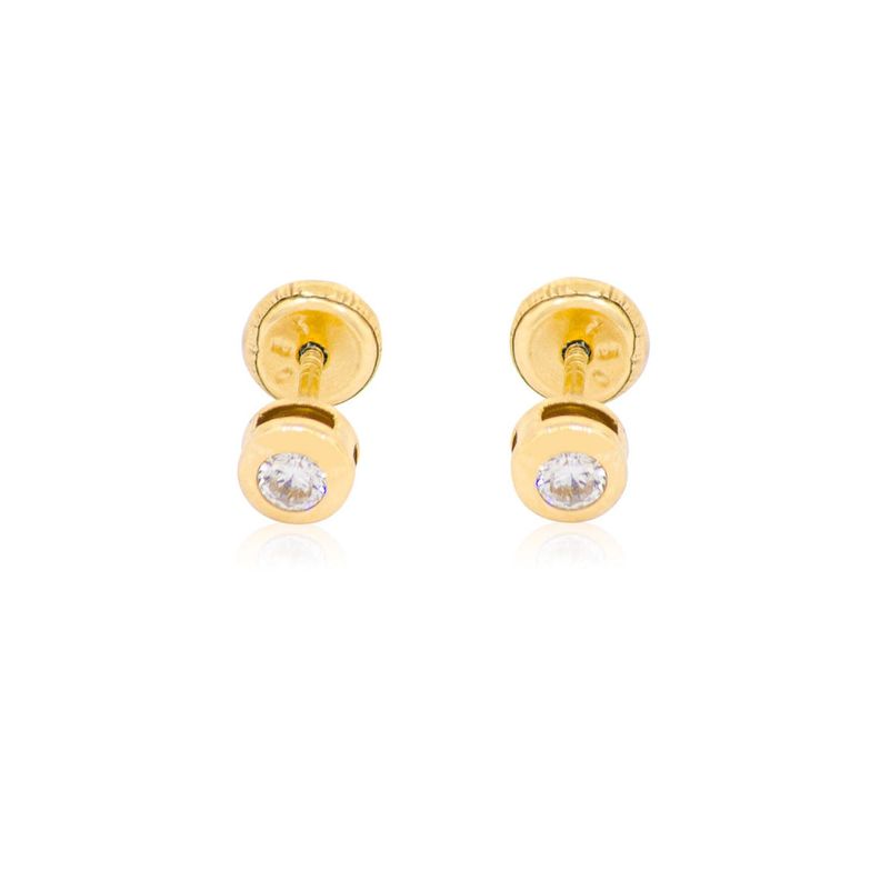 Aros de Oro 18kt Punto De Luz. Con Circon 2,0 mm-0
