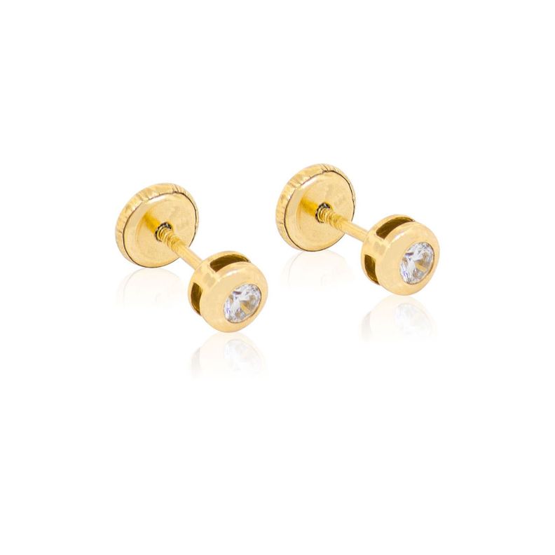 Aros de Oro 18kt Punto De Luz. Con Circon 2,0 mm-1