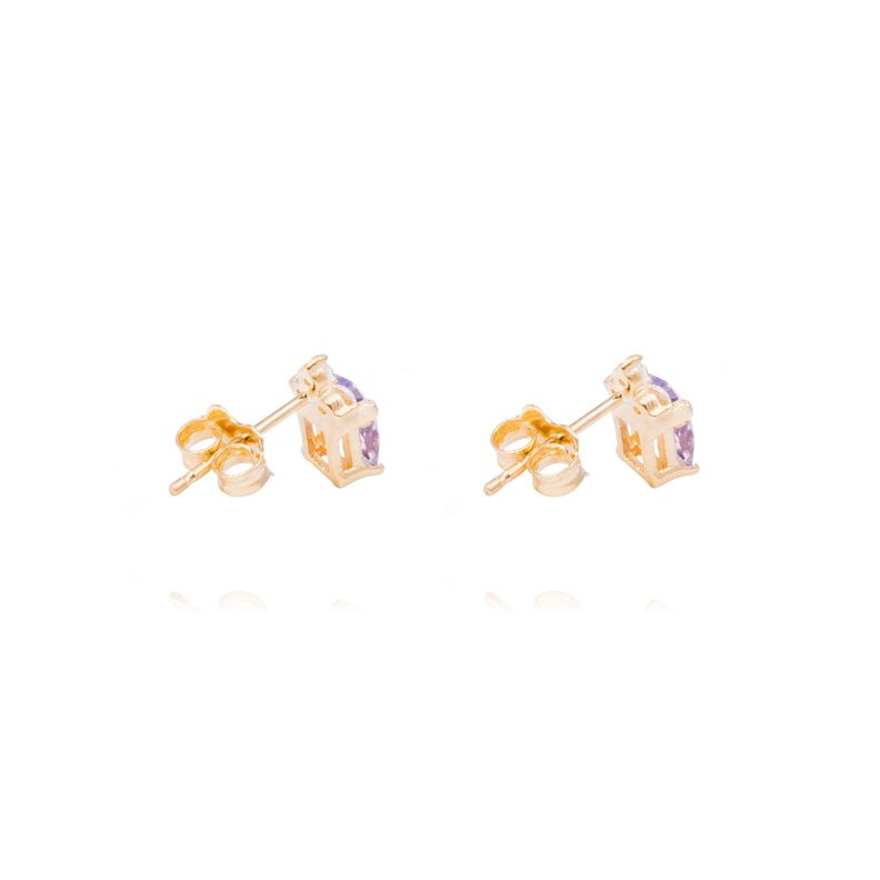 Aros Oro Amarillo 18kt Amatista Cz Y Circonitas-2