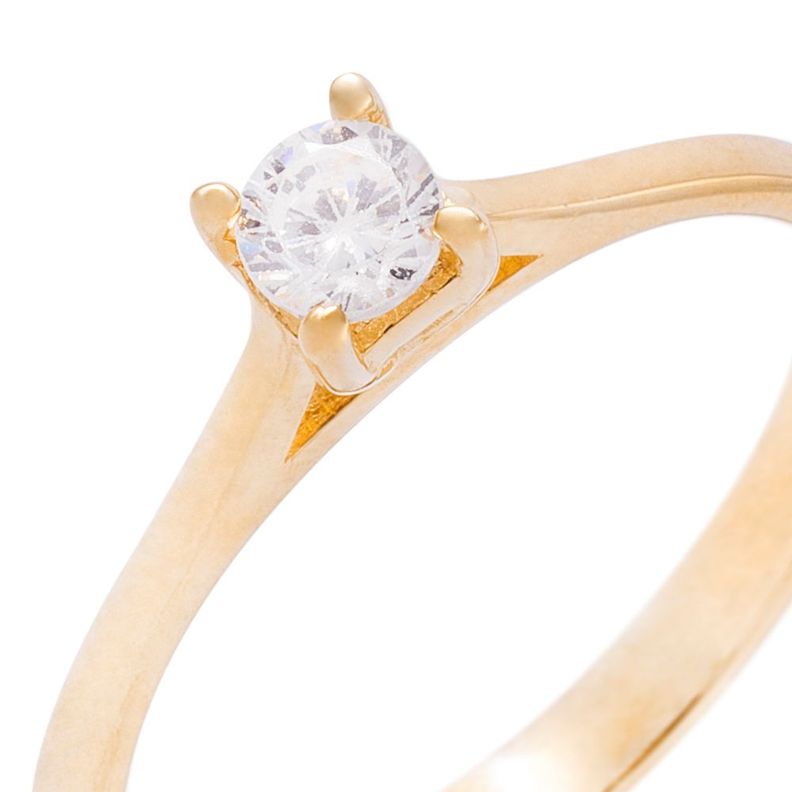 Anillo Compromiso de Oro 18Kt Solitario Circón Clasico-1